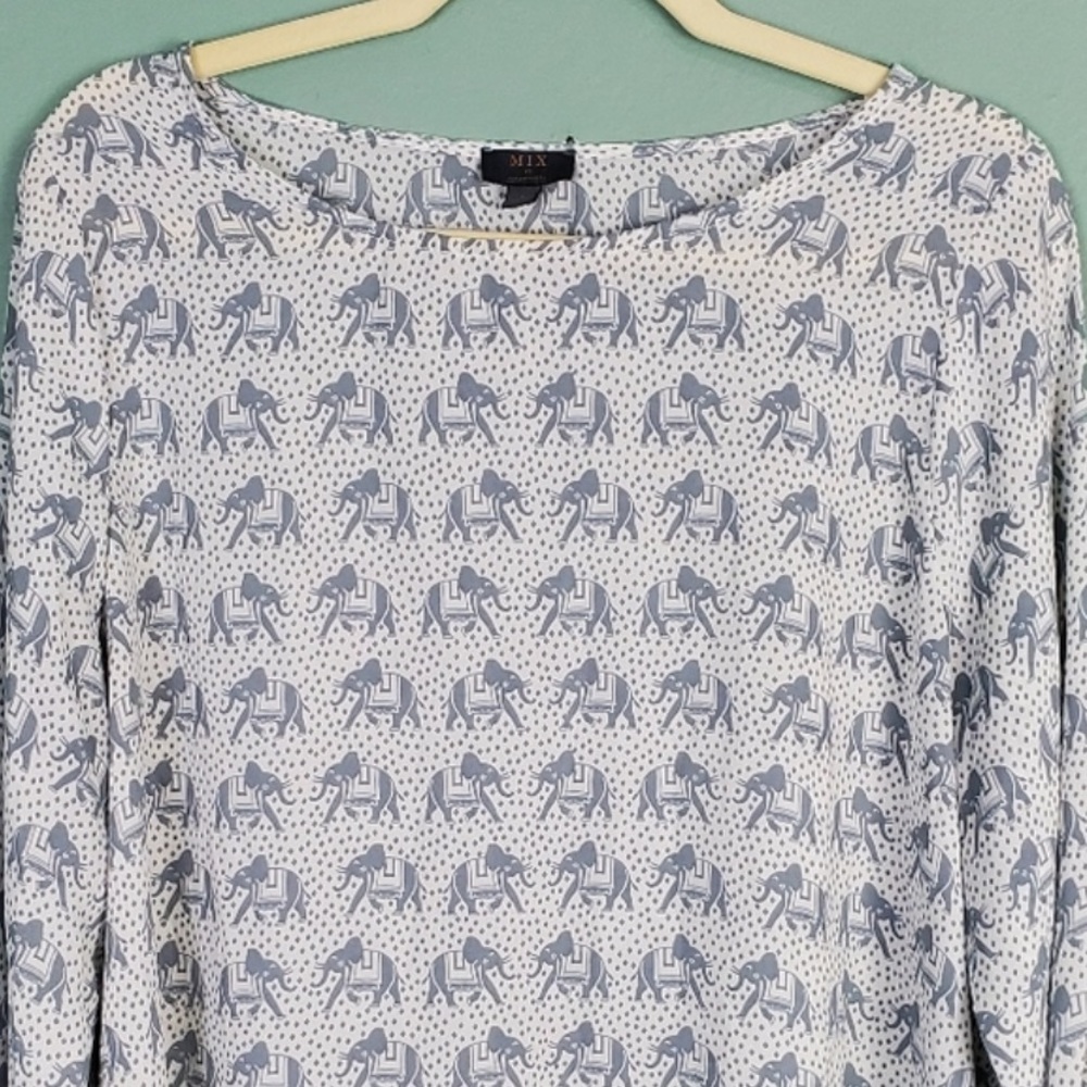 Mix by 41 Hawthorn Ellie Printed Elephant Blouse L